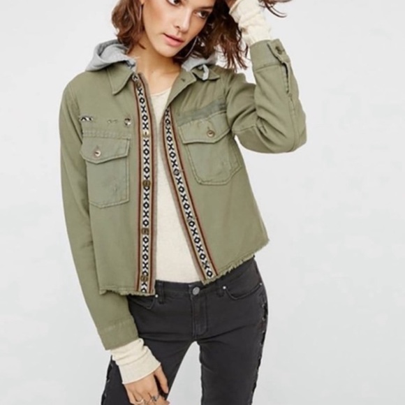 Free People Jackets & Blazers - Free People Distressed Cropped Hooded Jacket, Size M